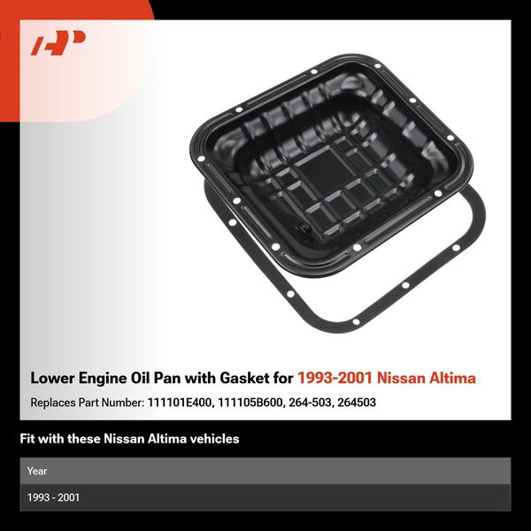 Lower Engine Oil Pan with Gasket for 1993-2001 Nissan Altima