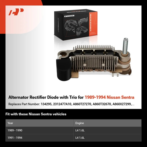 Alternator Rectifier Diode with Trio for 1989-1994 Nissan Sentra