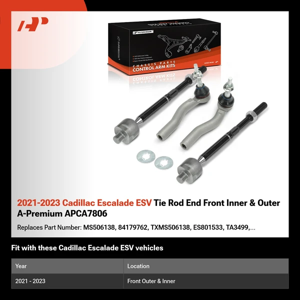 2021-2023 Cadillac Escalade ESV Tie Rod End Front Inner & Outer A-Premium APCA7806