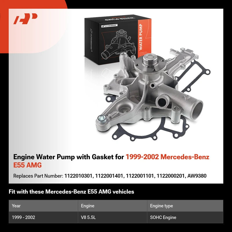 Engine Water Pump with Gasket for 1999-2002 Mercedes-Benz E55 AMG