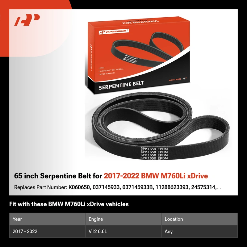 65 inch Serpentine Belt for 2017-2022 BMW M760Li xDrive