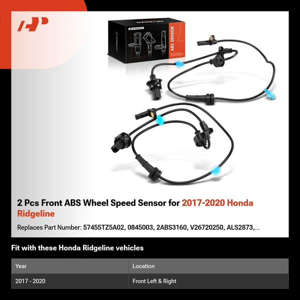 2 Pcs Front ABS Wheel Speed Sensor for 2017-2020 Honda Ridgeline