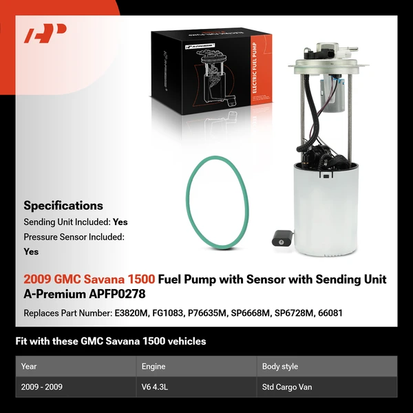 2009 GMC Savana 1500 Fuel Pump with Sensor with Sending Unit A-Premium APFP0278