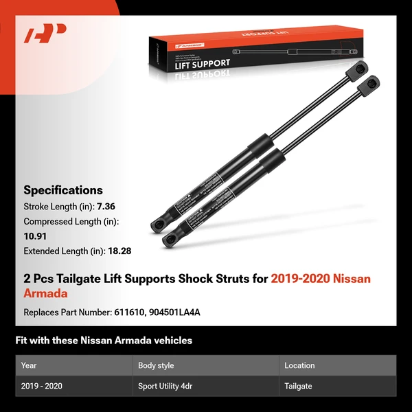 2 Pcs Tailgate Lift Supports Shock Struts for 2019-2020 Nissan Armada