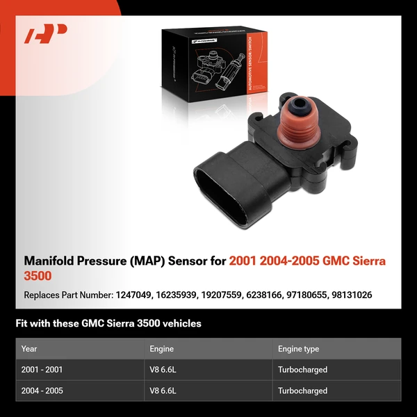 Manifold Pressure (MAP) Sensor for 2001 2004-2005 GMC Sierra 3500
