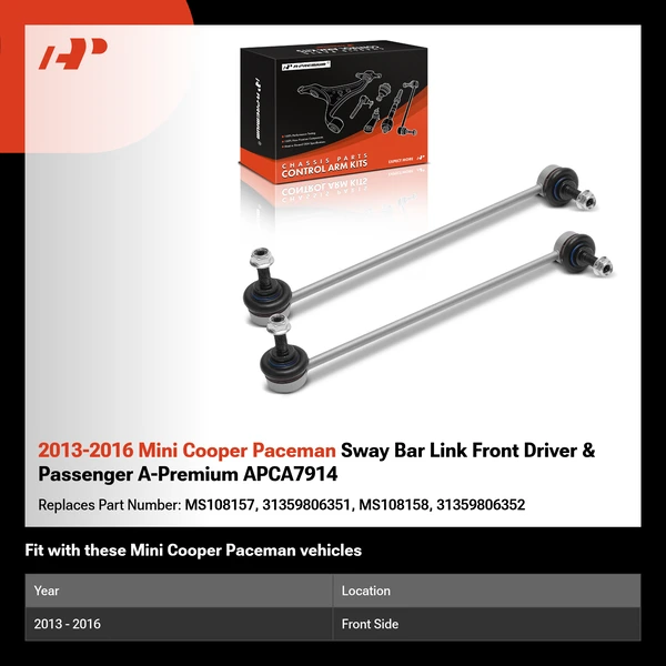2013-2016 Mini Cooper Paceman Sway Bar Link Front Driver & Passenger A-Premium APCA7914