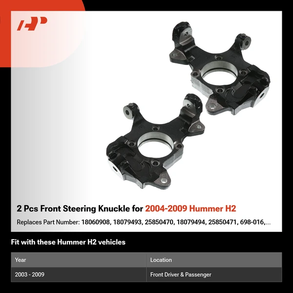 2 Pcs Front Steering Knuckle for 2004-2009 Hummer H2