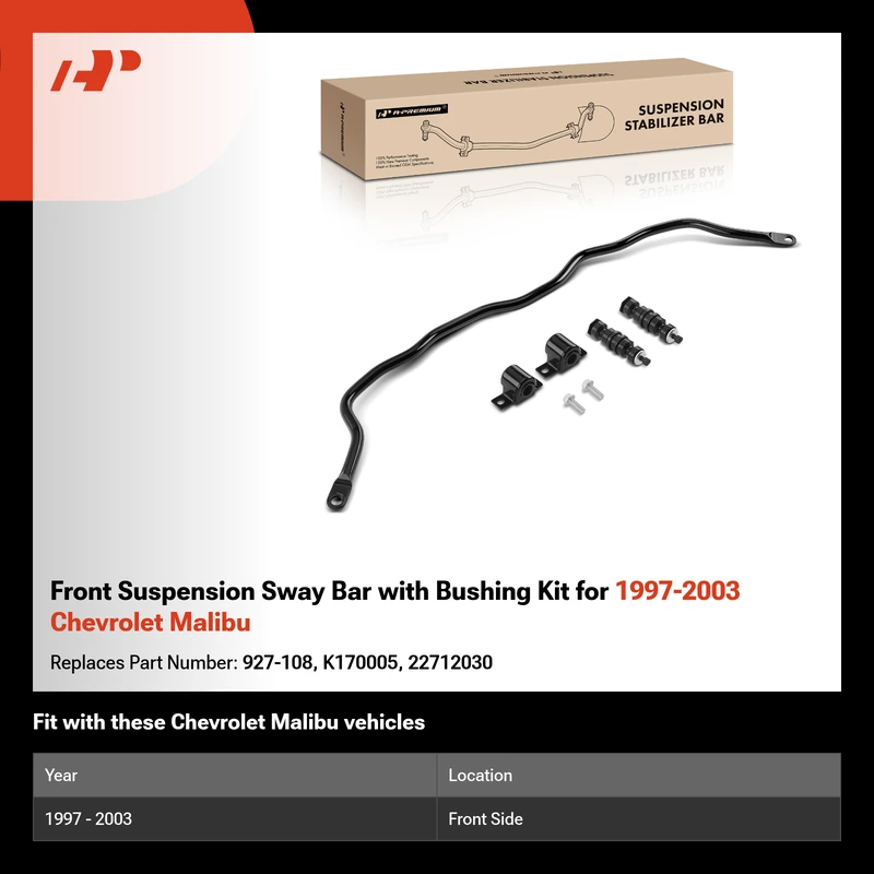 Front Suspension Sway Bar with Bushing Kit for 1997-2003 Chevrolet Malibu