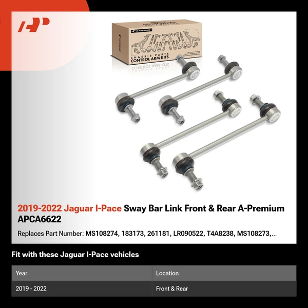 2019-2022 Jaguar I-Pace Sway Bar Link Front & Rear A-Premium APCA6622