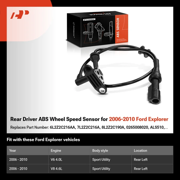 Rear Driver ABS Wheel Speed Sensor for 2006-2010 Ford Explorer