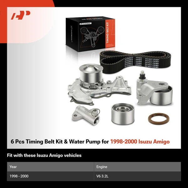 6 Pcs Timing Belt Kit & Water Pump for 1998-2000 Isuzu Amigo