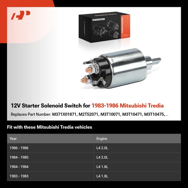 12V Starter Solenoid Switch for 1983-1986 Mitsubishi Tredia