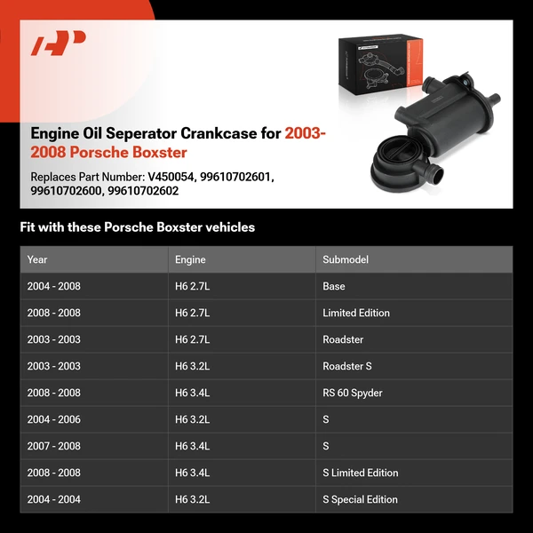 Engine Oil Seperator Crankcase for 2003-2008 Porsche Boxster