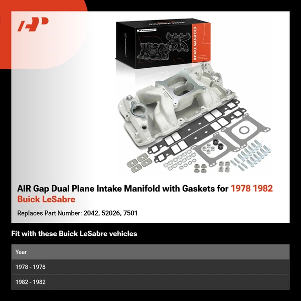 AIR Gap Dual Plane Intake Manifold with Gaskets for 1978 1982 Buick LeSabre