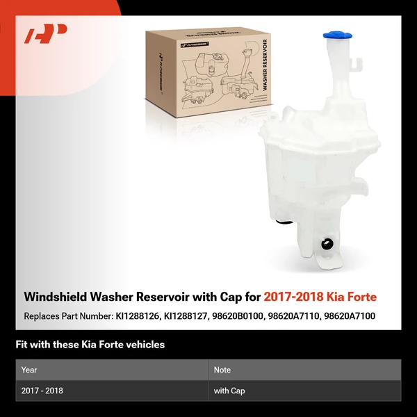 Windshield Washer Reservoir with Cap for 2017-2018 Kia Forte