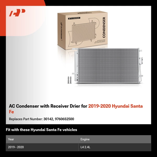AC Condenser with Receiver Drier for 2019-2020 Hyundai Santa Fe