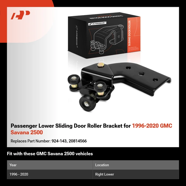 Passenger Lower Sliding Door Roller Bracket for 1996-2020 GMC Savana 2500