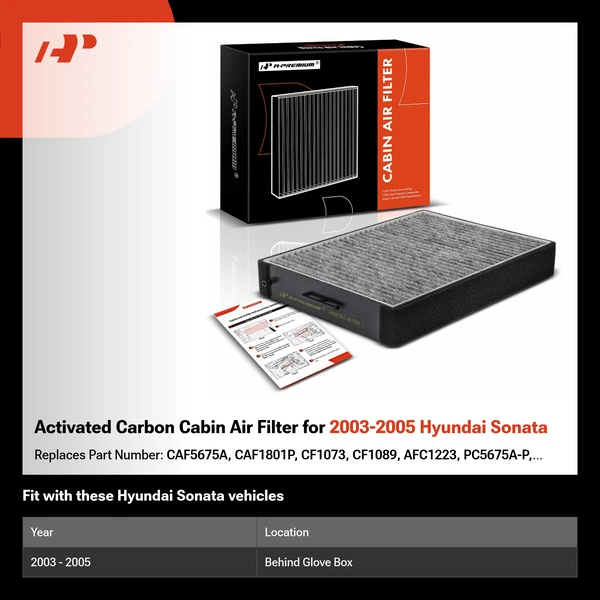 Activated Carbon Cabin Air Filter for 2003-2005 Hyundai Sonata