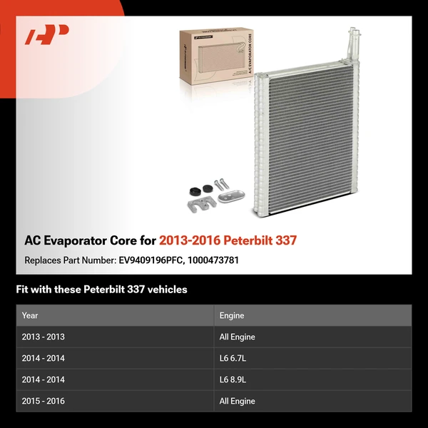 AC Evaporator Core for 2013-2016 Peterbilt 337