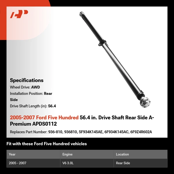 2005-2007 Ford Five Hundred 56.4 in. Drive Shaft Rear Side A-Premium APDS0112
