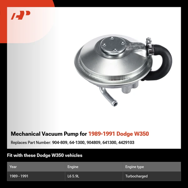 Mechanical Vacuum Pump for 1989-1991 Dodge W350