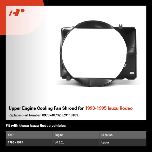 Upper Engine Cooling Fan Shroud for 1993-1995 Isuzu Rodeo