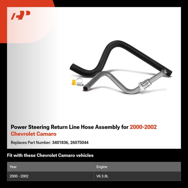Power Steering Return Line Hose Assembly for 2000-2002 Chevrolet Camaro
