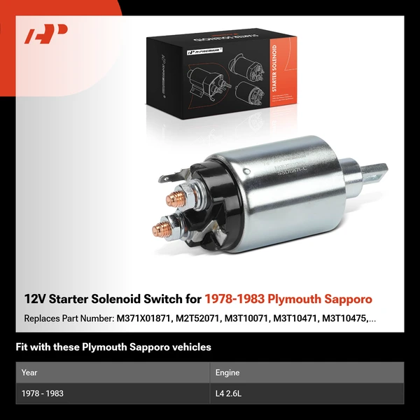 12V Starter Solenoid Switch for 1978-1983 Plymouth Sapporo