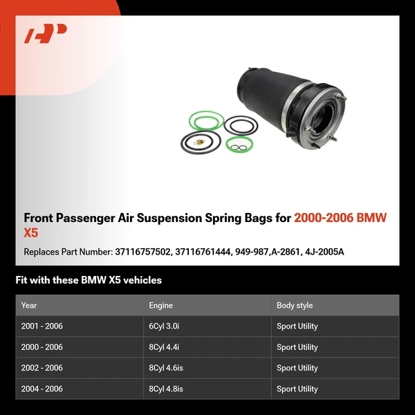 Front Passenger Air Suspension Spring Bags for 2000-2006 BMW X5