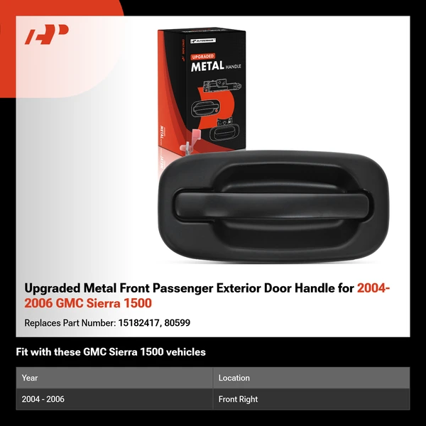 Upgraded Metal Front Passenger Exterior Door Handle for 2004-2006 GMC Sierra 1500