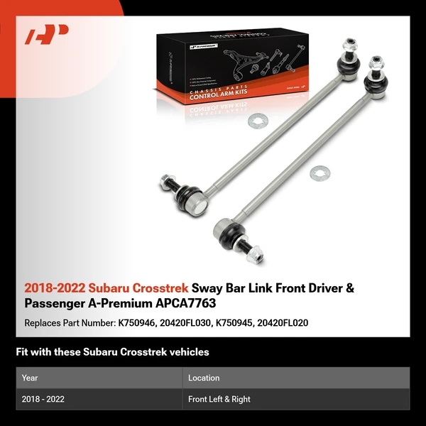 2018-2022 Subaru Crosstrek Sway Bar Link Front Driver & Passenger A-Premium APCA7763