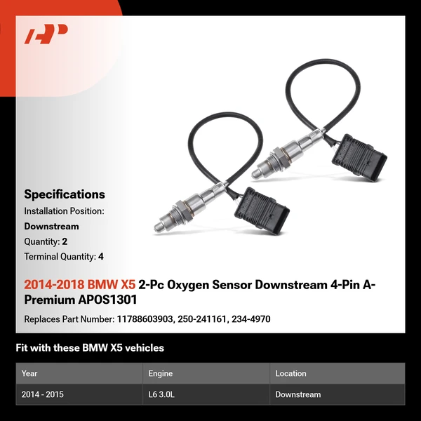 2014-2018 BMW X5 2-Pc Oxygen Sensor Downstream 4-Pin A-Premium APOS1301