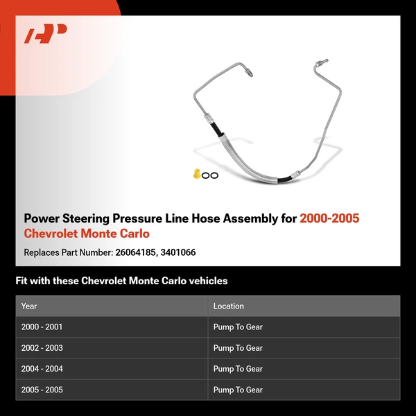 Power Steering Pressure Line Hose Assembly for 2000-2005 Chevrolet Monte Carlo
