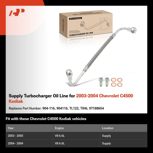 Supply Turbocharger Oil Line for 2003-2004 Chevrolet C4500 Kodiak