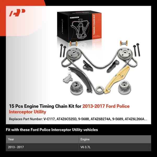 15 Pcs Engine Timing Chain Kit for 2013-2017 Ford Police Interceptor Utility