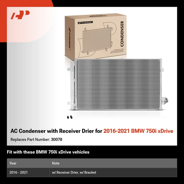 AC Condenser with Receiver Drier for 2016-2021 BMW 750i xDrive