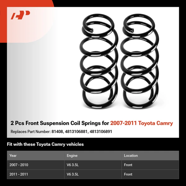 2 Pcs Front Suspension Coil Springs for 2007-2011 Toyota Camry