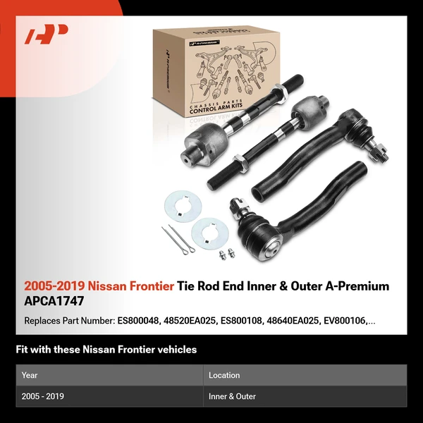 2005-2019 Nissan Frontier Tie Rod End Inner & Outer A-Premium APCA1747