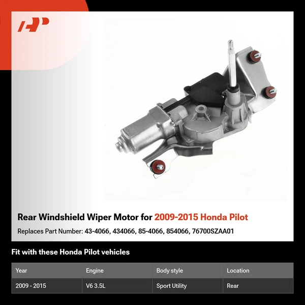 Rear Windshield Wiper Motor for 2009-2015 Honda Pilot