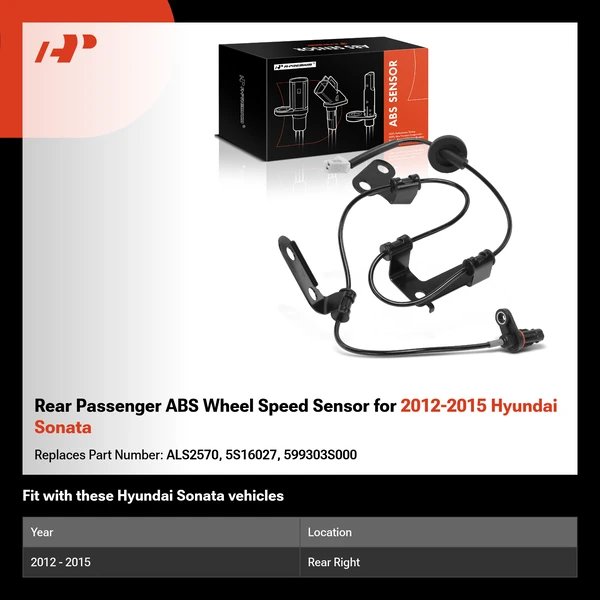 Rear Passenger ABS Wheel Speed Sensor for 2012-2015 Hyundai Sonata