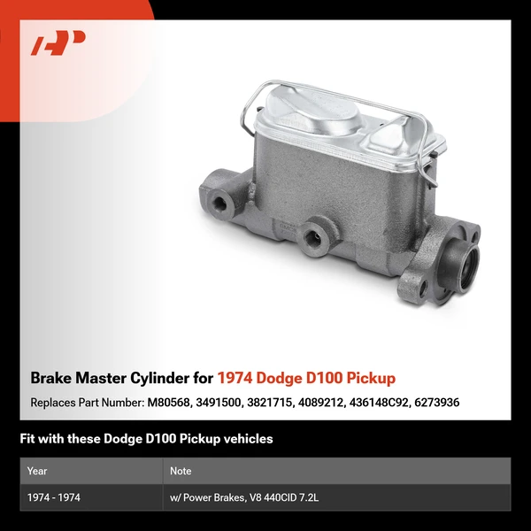 Brake Master Cylinder for 1974 Dodge D100 Pickup