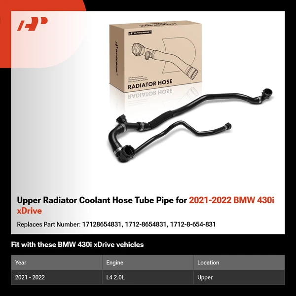 Upper Radiator Coolant Hose Tube Pipe for 2021-2022 BMW 430i xDrive
