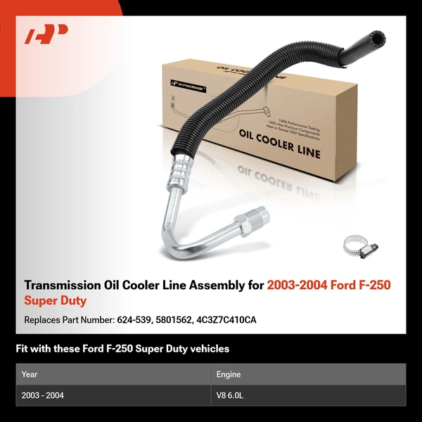 Transmission Oil Cooler Line Assembly for 2003-2004 Ford F-250 Super Duty