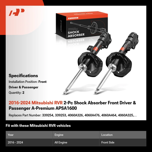 2016-2024 Mitsubishi RVR 2-Pc Shock Absorber Front Driver & Passenger A-Premium APSA1600