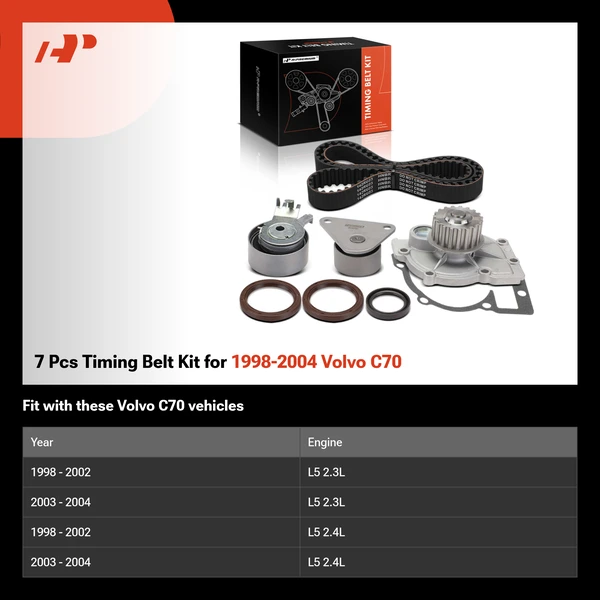 7 Pcs Timing Belt Kit for 1998-2004 Volvo C70