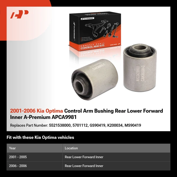 2001-2006 Kia Optima Control Arm Bushing Rear Lower Forward Inner A-Premium APCA9981