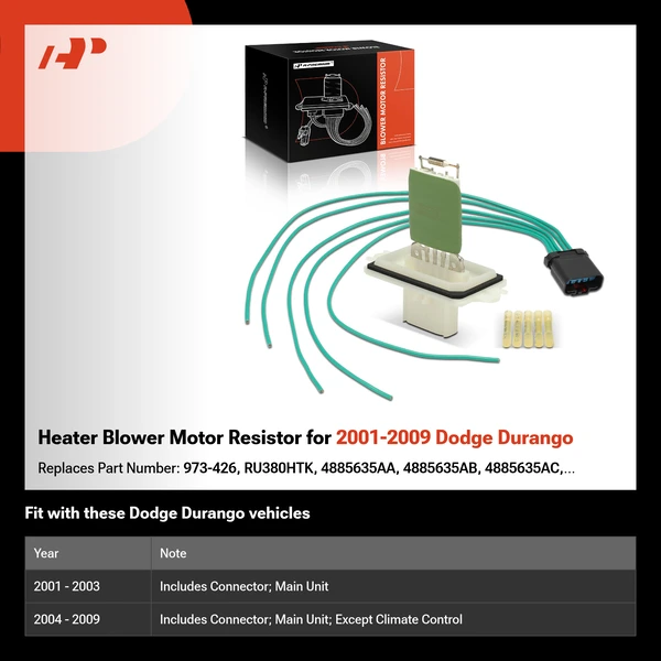 Heater Blower Motor Resistor for 2001-2009 Dodge Durango