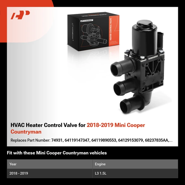 HVAC Heater Control Valve for 2018-2019 Mini Cooper Countryman