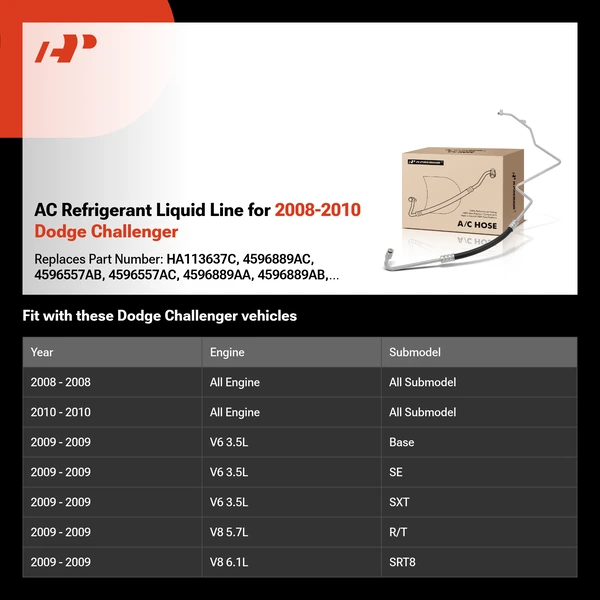 AC Refrigerant Liquid Line for 2008-2010 Dodge Challenger