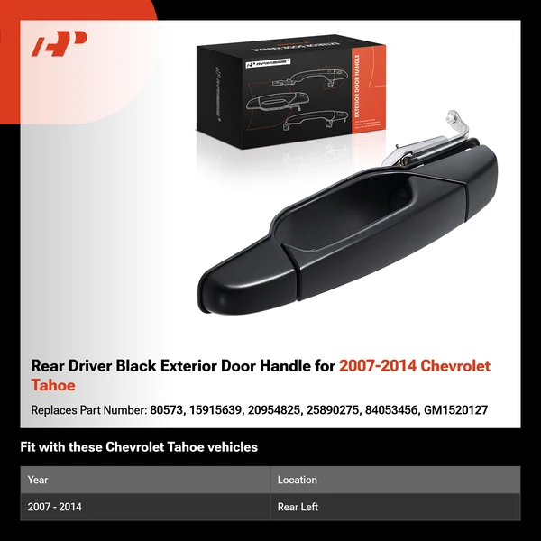 Rear Driver Black Exterior Door Handle for 2007-2014 Chevrolet Tahoe